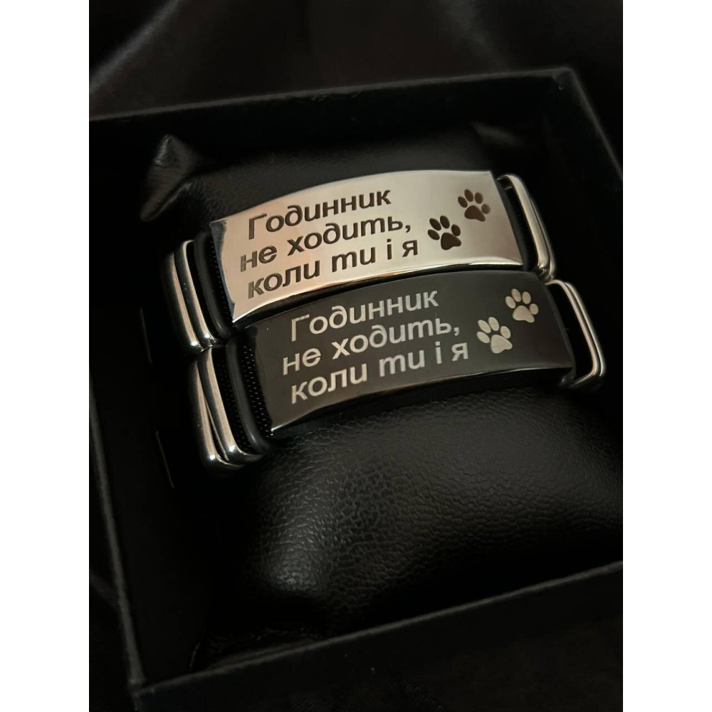 Черный браслет с гравировкой. Браслет с надписью и изображением