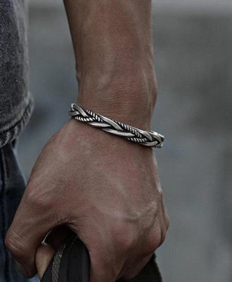 Браслет-бангл сріблястий в античному стилі з покриттям срібла 925