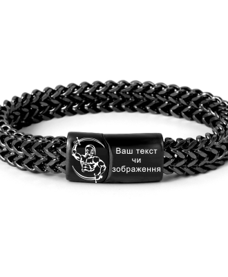 Уникальный черный браслет из ювелирной стали 23см.