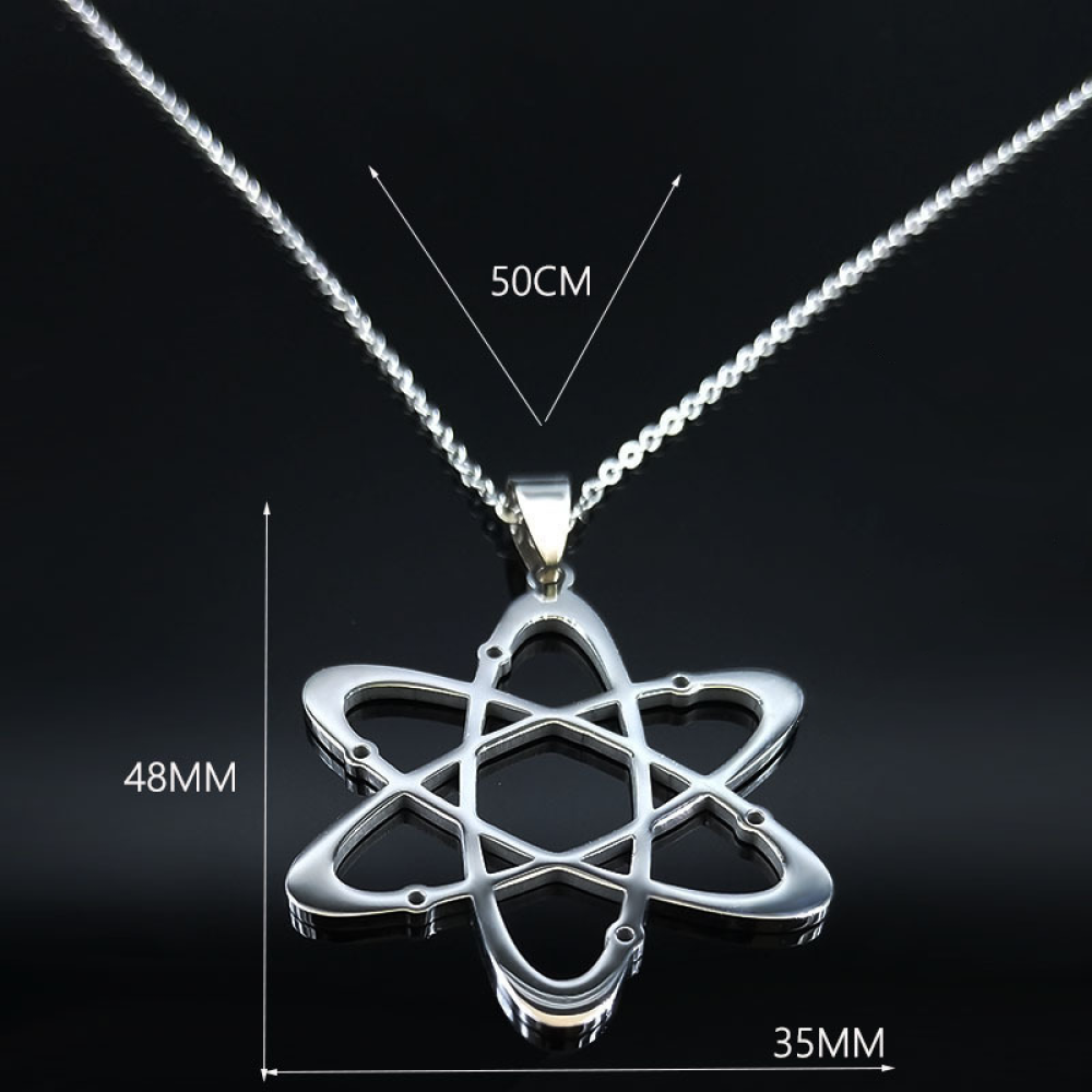 Серебристая цепочка с подвеской Атом
