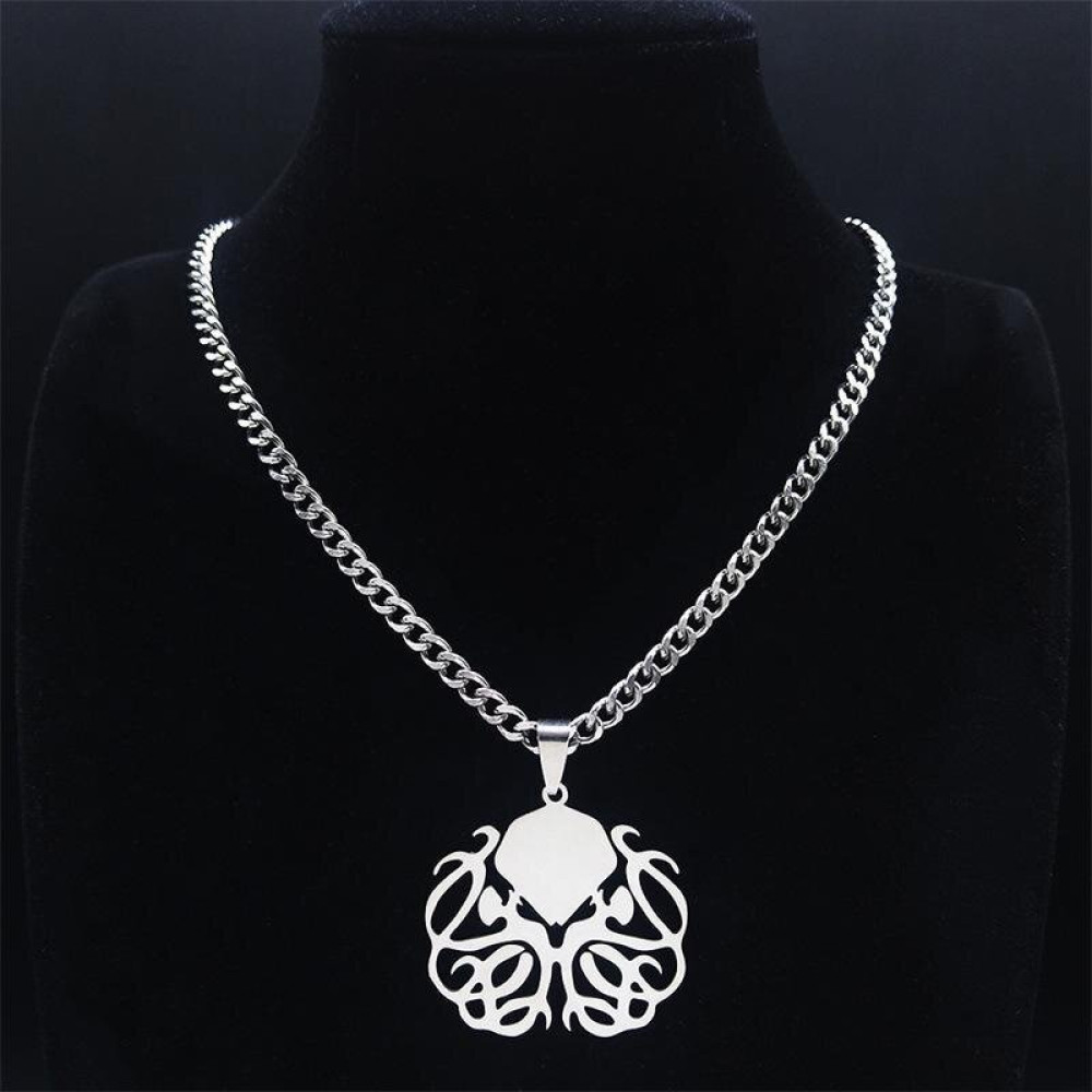 Серебристая цепочка с подвеской осьминог
