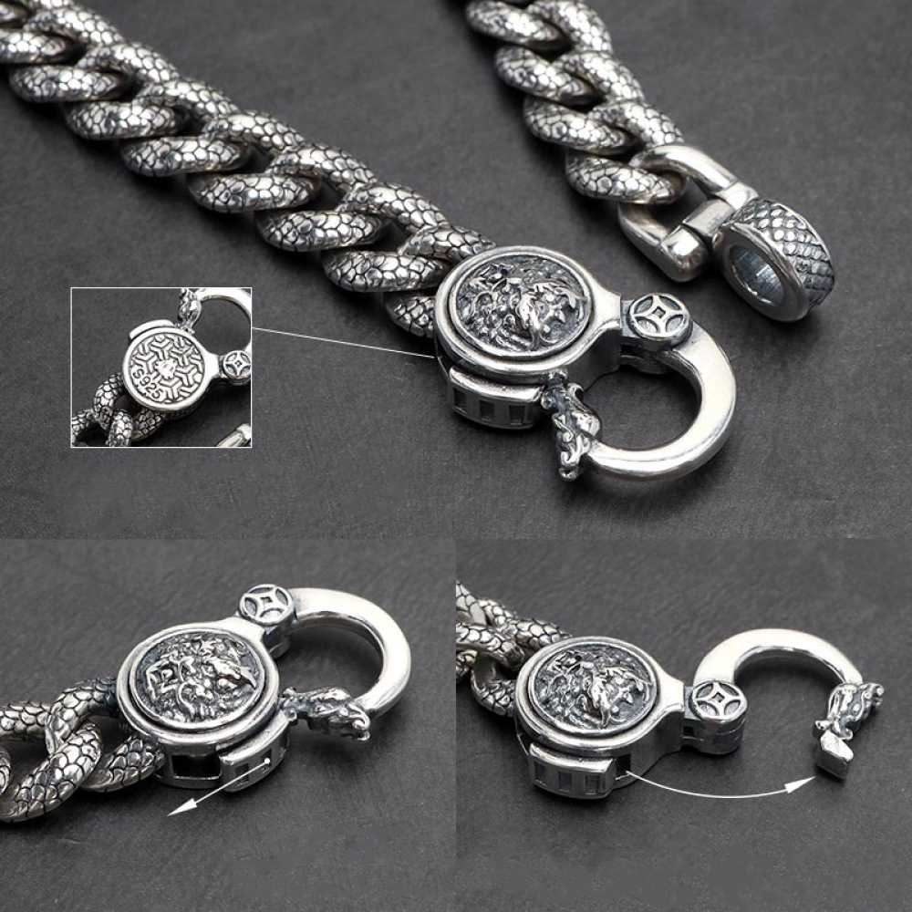 Серебряный дизайнерский браслет "Чешуя дракона" 925 пробы