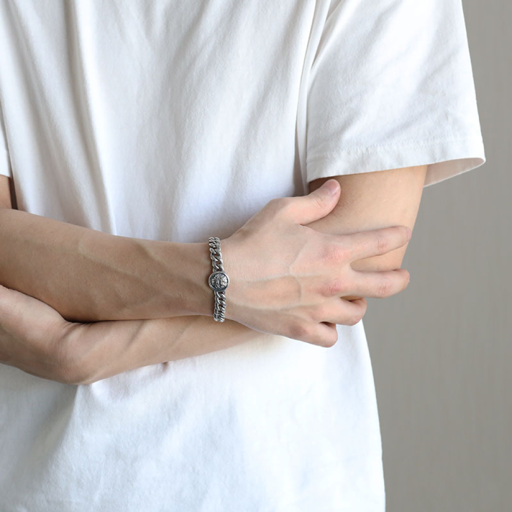 Серебряный дизайнерский браслет "Чешуя дракона" 925 пробы