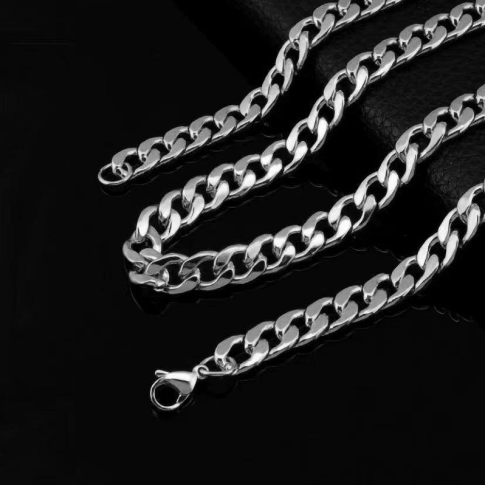 Серебристая цепочка на шею из ювелирной нержавеющей стали 10мм 60см