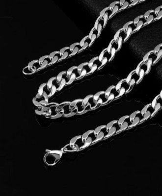 Серебристая цепочка на шею из ювелирной нержавеющей стали 10мм 60см